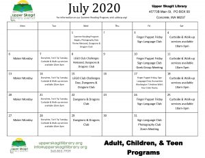 July Programs Calendar