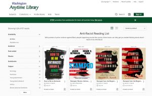 Image of the Washington Anytime Library collection of Anti-Racist titles.