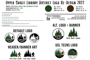 Image showing the different styles of the Upper Skagit library's logo design.