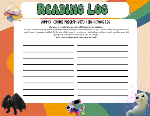 This is a reading log for teens where they can win a raffle prize when they read and they will place a sticker on he log.,