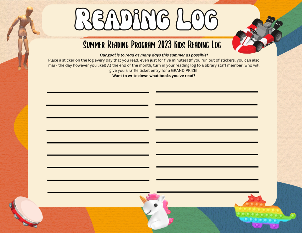 This is a summer reading log for kids they can write the books that they read and they can place a sticker everyday that they read.