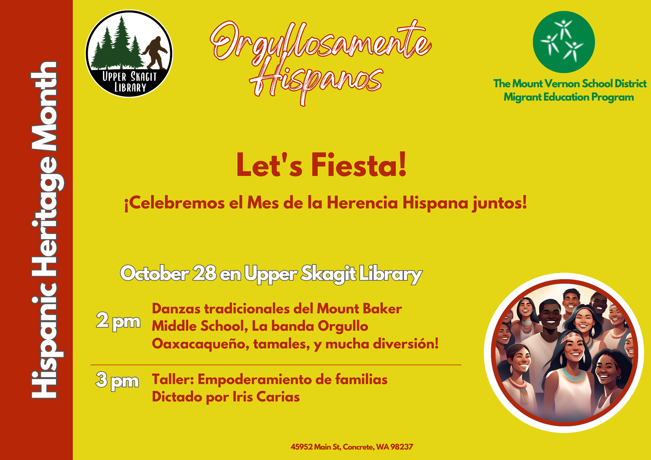 This is a image a flyer giving information about Hispanic Heritage Month.