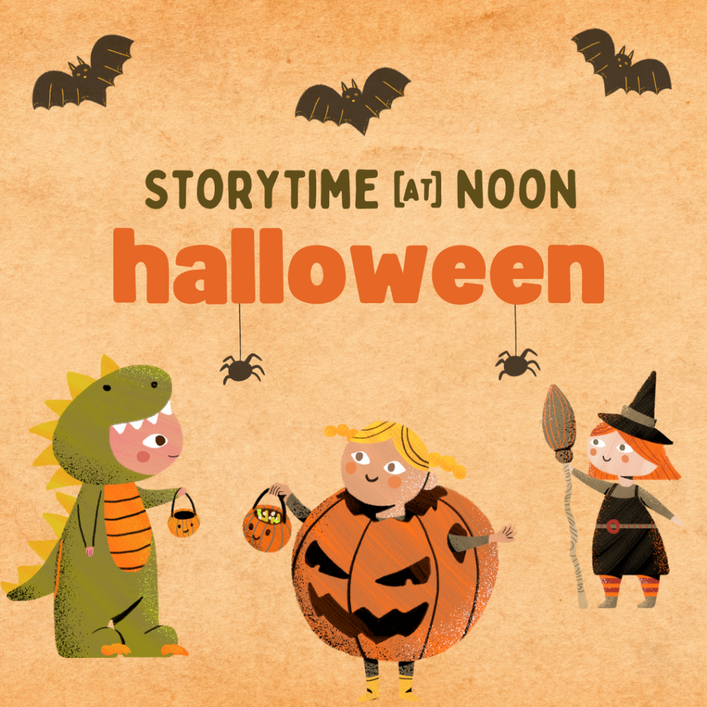 This image shows that there will be a Halloween story time at noon.