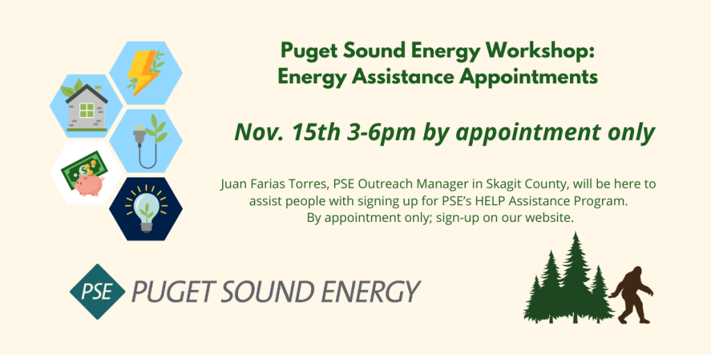 This image shows a flyer of information about the Pugent Sound Energy Workshop.