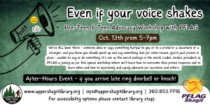 This flyer shows a program about teen advocacy.