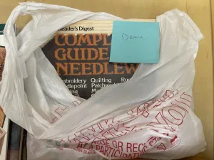 This image shows a bag full of books.