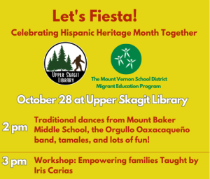 This is a image a flyer giving information about Hispanic Heritage Month.